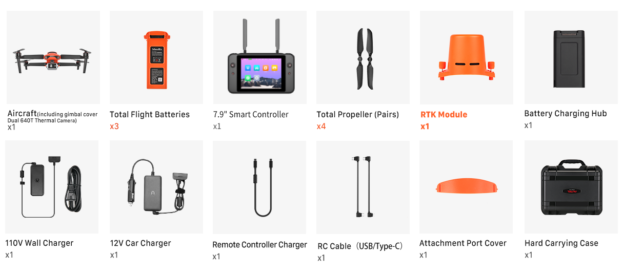 autel evo ii dual 640t with rtk module package list pc